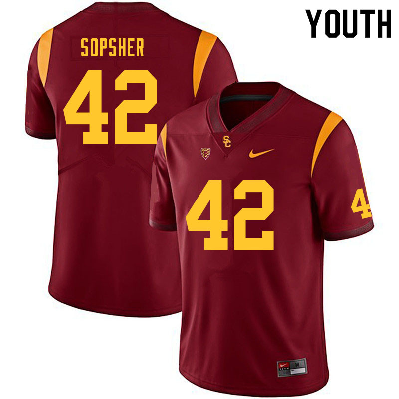 Youth #42 Ishmael Sopsher USC Trojans College Football Jerseys Sale-Cardinal - Click Image to Close